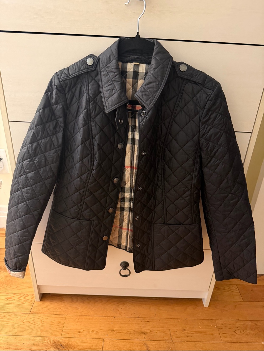 Burberry Black Quilted Puffer Jacket with Signature Check Lining